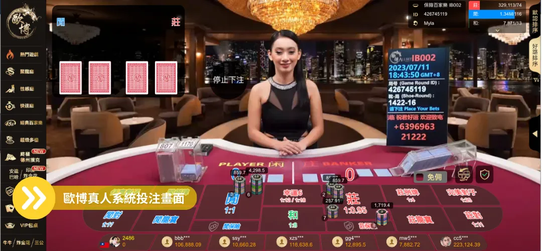 線上荷官-歐博系統投注畫面